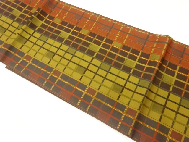 JAPANESE NAGOYA OBI / WOVEN GRID